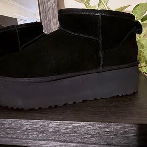 UGG Black Suede Platform Winter Boots